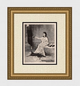 Gabriel Max 1800s Etching "Light, the Blind Oil Lamp Seller" Signed Framed