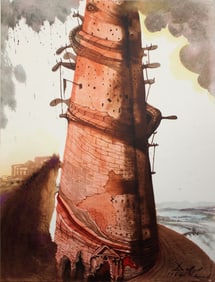 Salvador Dali Tower of Babel Original 1967 Lithograph Framed