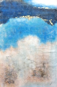 Manuel Duharte Original Painting Blue + Red Hues 70 x 46 inches