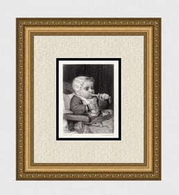 Anker 1875 engraving Little Musician signed