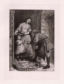 Frederick Walker 1889 etching The Fishmonger signed