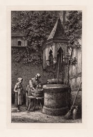 Armand Queyroy Old Well at Orleans 1875 etching