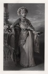 1800s Franz WINTERHALTER SIGNED Engraving Princess Victoria Gouramma FRAMED