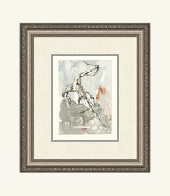 Salvador Dali The Thieves 1960 Woodcut Signed Framed