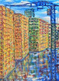 Arthur Kinslow Original Citylife III Hidden Path 36 x 48 Inches