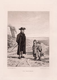 1878 Carl Schloesser The Reprimand etching signed