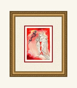 Salvador Dali Black Devil 1960 Woodcut Signed Framed