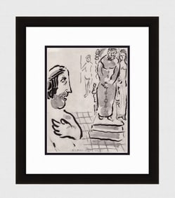 1960 Biblical MARC CHAGALL Antique Print ESTHER'S PLEA Framed