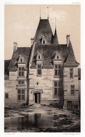 VICTOR PETIT 1800s Original Lithograph CASTLE DE BAUMAIS Framed SIGNED