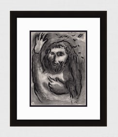 1960 MARC CHAGALL Antique Biblical Print THE PROPHET Framed