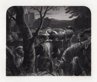 1800s Joseph Noel PATON Engraving The Dowie Dens o Yarrow SIGNED Framed