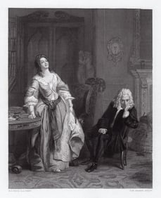 William Powell Frith 1867 engraving The Rejected Poet signed