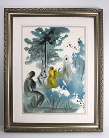 Dali Ruth and Boaz 1967 Original Framed Biblia Sacra Lithograph