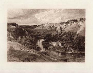 Bernard Walter Evans Knaresborough 1890 etching