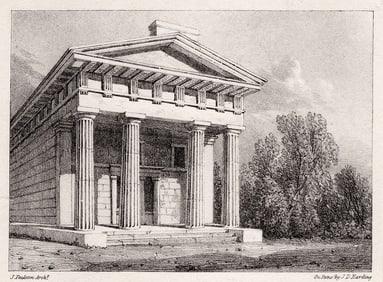 James D. HARDING ORIGINAL 1800s Lithograph ATHENAEUM PLYMOUTH Framed SIGNED