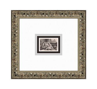 Barthel Beham Mother and Child with a skull and Hourglass 1877 engraving: Barthel Beham. (German, 1502-1540). Mother and Child with a skull and Hourglass. Antique copper plate Engraving on Laid Paper after the original by Renowned Master Engraver Amand Durand (1831-1905). 1