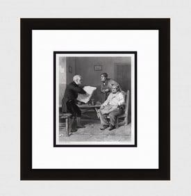 1800s John P. Burr Engraving "Political Opponents" SIGNED Gallery Framed