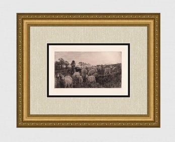 Henry William Banks Davis Returning to Fold 1882 etching