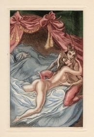 Nicolas Sternberg 1930 Color Engraving "Lovers" Limited Framed