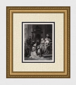 Hermann von Kaulbach First Comfession 1880 engraing signed