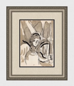 1956 Marc Chagall Lithograph Angel with an Epee Framed