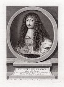 Jean Nocret Philippe de France engraving signed