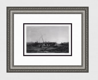 1800s TURNER Engraving Frosty Morning Winter, A Country Path Framed SIGNED