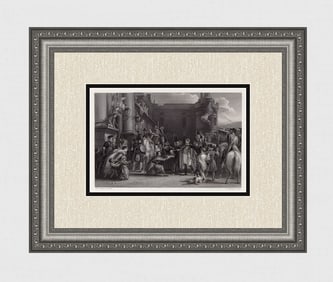 Historic 1800s David WILKIE SIGNED Engraving "The King at Holyrood" Framed COA