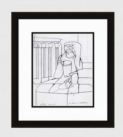 1970 Valerio ADAMI Antique Pop Art Print "Lovers" SIGNED FRAMED
