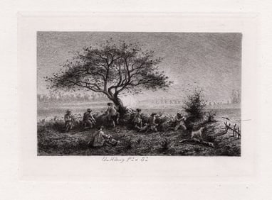 Edmond Hedouin Shooting etching signed