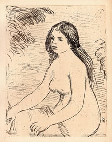 Pierre Auguste RENOIR Etching Seated bather LIMITED Framed