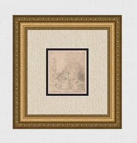 1800s REMBRANDT B58 Etching Rest on Flight to Egypt Durand SIGNED Framed