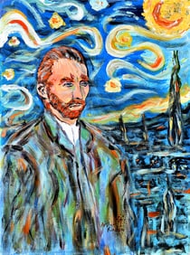 Arthur Kinslow Orginal Painting Starry Night 30 x 40 Inches