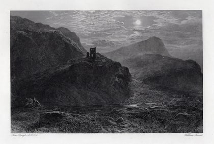 1800s Samuel Bough Engraving Muschat's Cairn Framed Signed