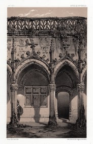 1800s Original PETIT Lithograph Castle of Jouancy FRAMED Signed