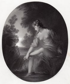 Sir Thomas Gainsborough 1853 Engraving Musidora signed