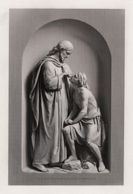 John Denton Crittenden 1800s Engraving Christ heals the Blind Man Framed COA