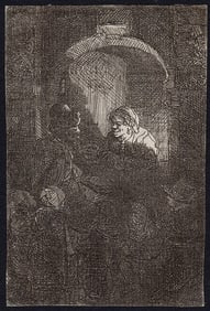 REMBRANDT Etching B128 The Schoolmaster FRAMED