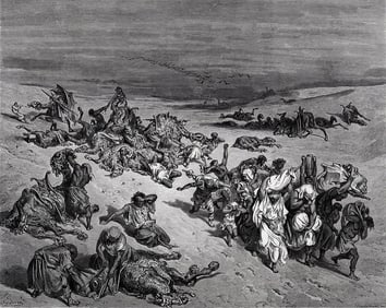 FRAMED 1800s Gustave Dore Biblical Wood Engraving The Murrain of Beasts SIGNED
