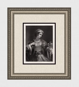 Frederick Richard Pickersgill SIGNED 1800s Engraving "The Flower Girl" Framed