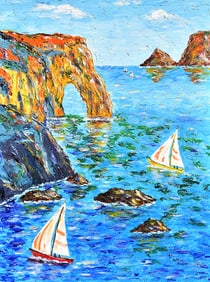 Arthur Kinslow Original Painting Étretat 36 x 48 Inches