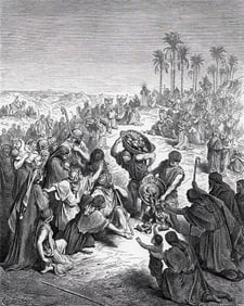 1800s GUSTAVE DORE SIGNED Biblical Woodcut Christ Feeding the Multitude FRAMED