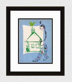 1960 Marc Chagall Lithograph House in My Village Framed
