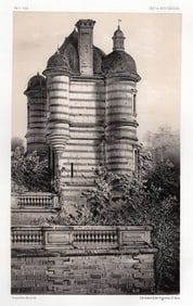 Original 1800s Victor Petit Lithograph Pavillon De Chaumont Framed Signed