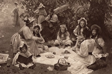 Samuel Melton Fisher A Children's Picnic 1899 Print Framed