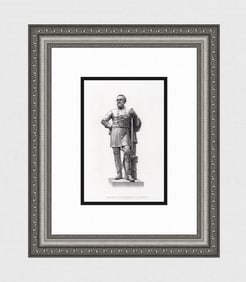 John Henry FOLEY 1800s Antique Engraving Stonewall Jackson FRAMED