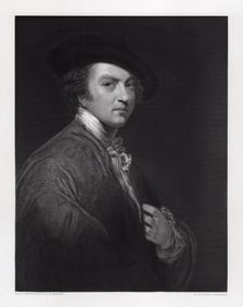 Joshua Reynolds 1800s Portrait Engraving Self Portrait Signed Framed