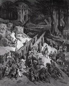 1800s GUSTAVE DORE'S BIBLE Woodcut Preparations for the Temple Framed Signed