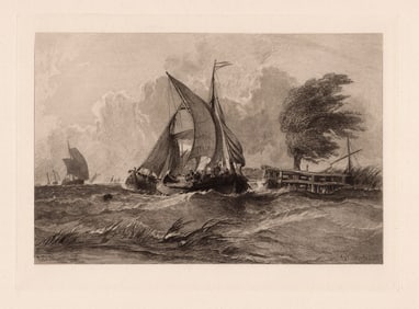 1888 George Hyde Chambers A Windy Day etching signed