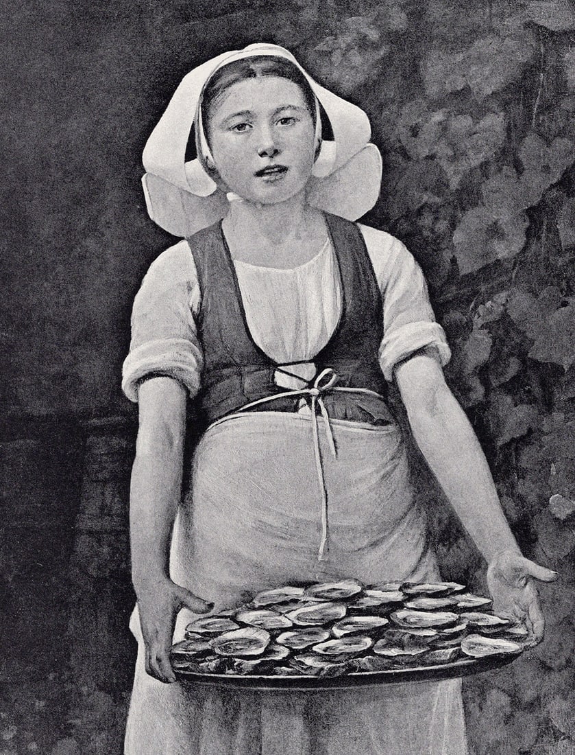 Narcisse Chaillou 1800s Antique Print Oyster Seller's Wife SIGNED Framed (1 of 2)